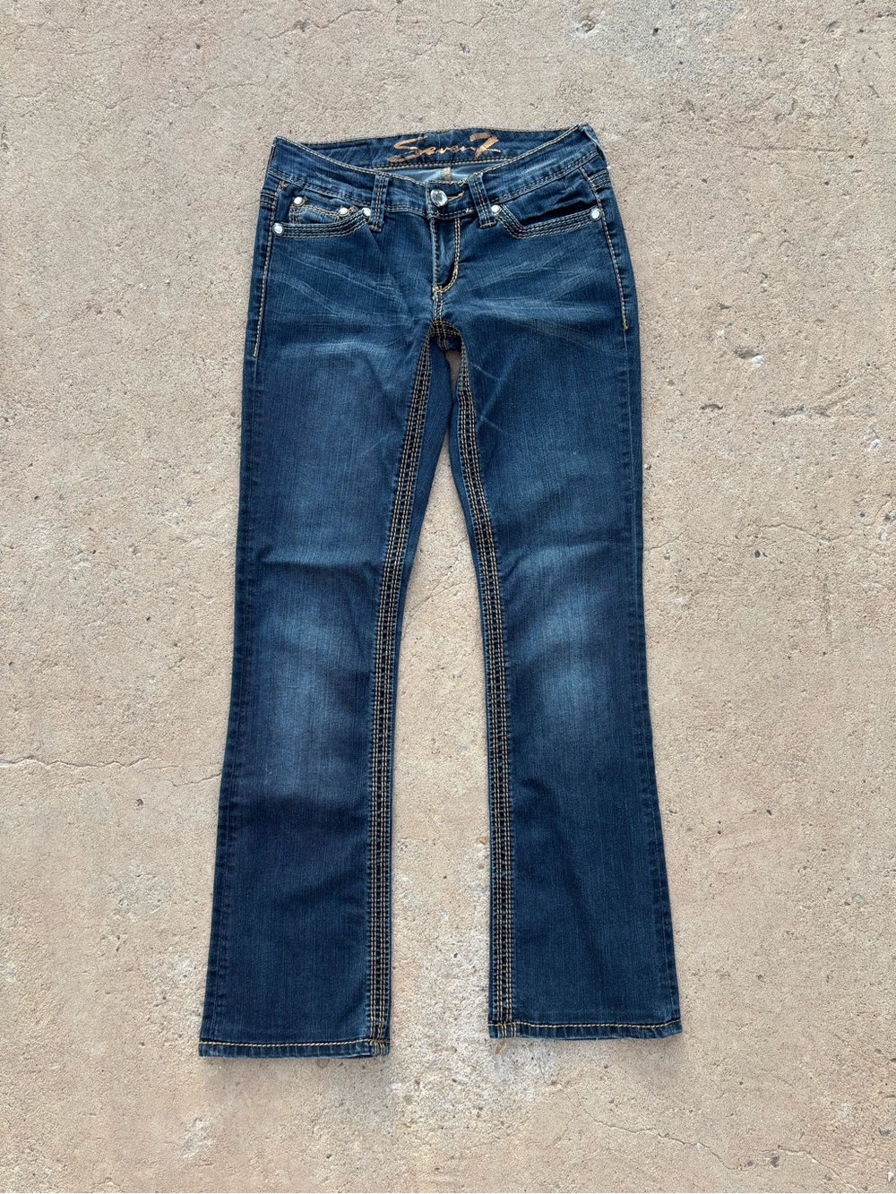 Y2K Seven7 "Baby Boot" Rhinestone Pocket Jeans Size 26